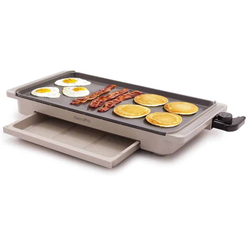 GreenPan Advanced Griddle with Warming Drawer | Clay