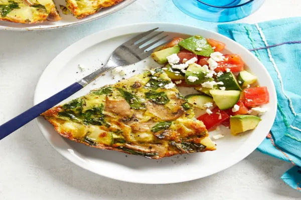 Spinach Mushroom Frittata with Avocado Salad