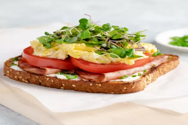 Ham Egg & Sprouts Breakfast Sandwich