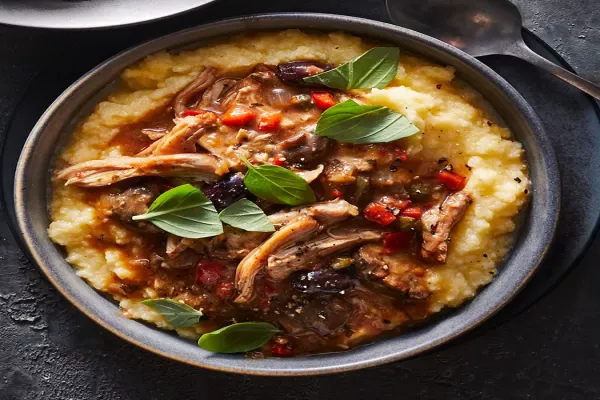 Slow Cooker Chicken Cacciatore with Polenta