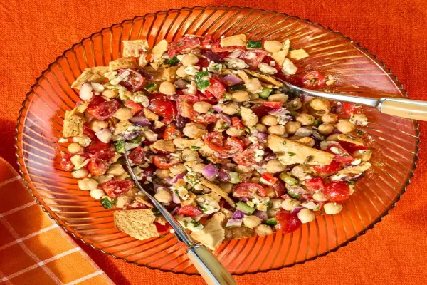 Chickpea Chopped Salad with Pita Chips