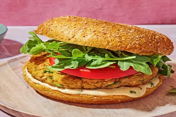 Zucchini Chickpea Veggie Burgers with Tahini Ranch Sauce