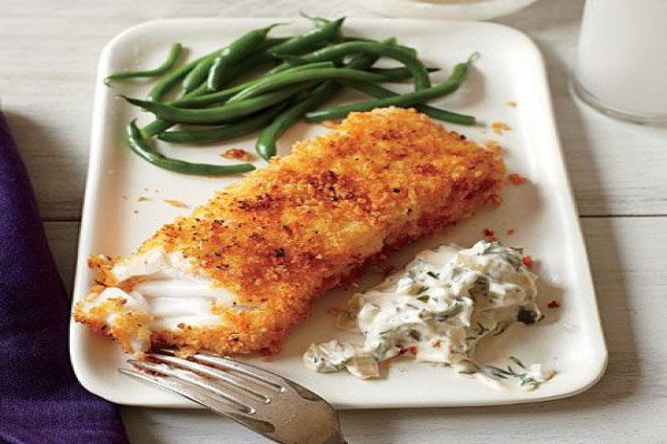 Crispy Fish with Lemon Dill Sauce