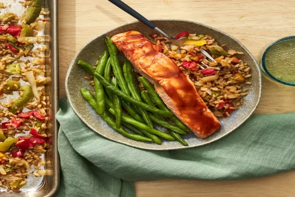 Sheet Pan Teriyaki Salmon with Green Bean