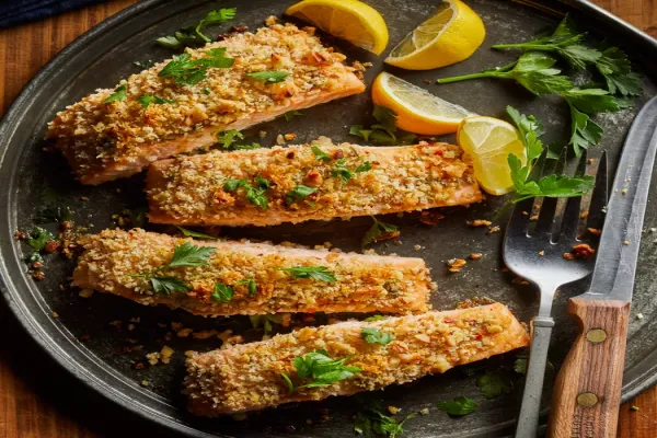 Walnut Rosemary Crusted Salmon