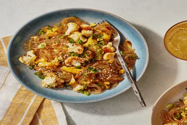 Roasted Garlicky Cauliflower with Glass Noodles