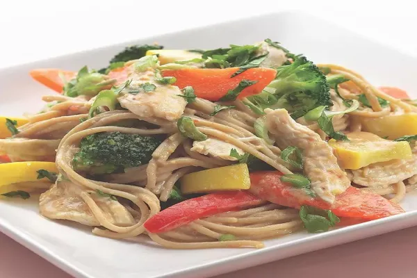 Peanut Noodles with Shredded Chicken & Vegetables