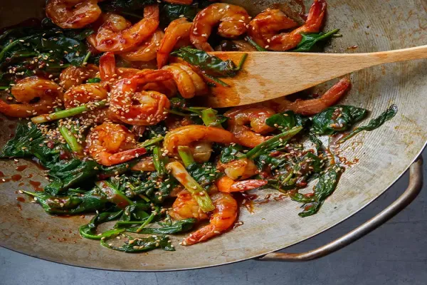 Sesame Shrimp Stir Fry with Spinach