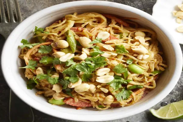Spaghetti Squash with Peanut Sauce & Edamame