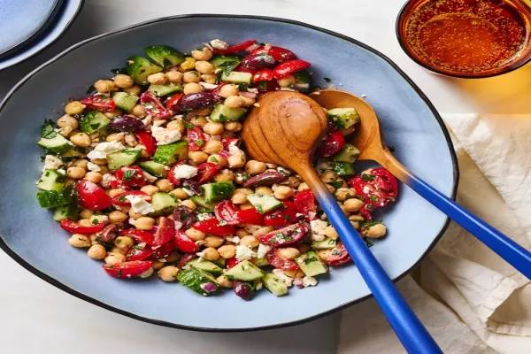 Chopped Salad with Chickpeas Olives & Feta