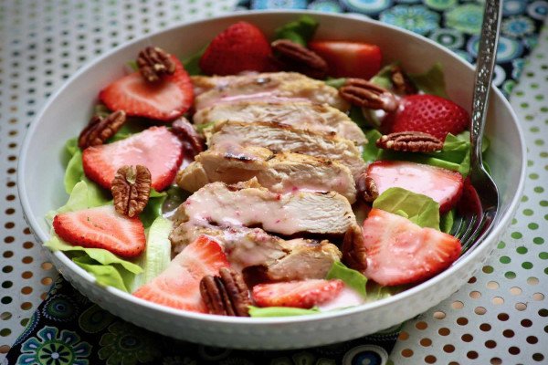 Grilled Chicken Salad with Seasonal Fruit
