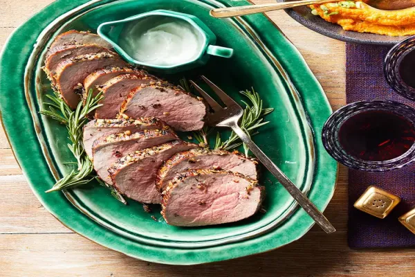 Garlic Rosemary Roast Beef with Horseradish Sauce