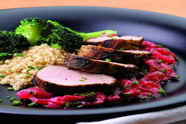 Roast Pork with Sweet Onion Rhubarb Sauce