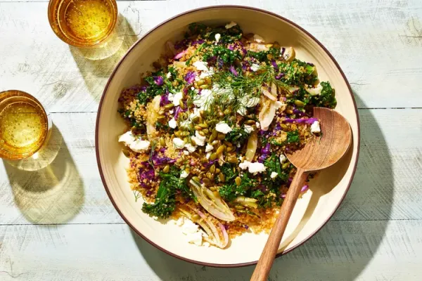 Baked Kale Salad with Crispy Quinoa