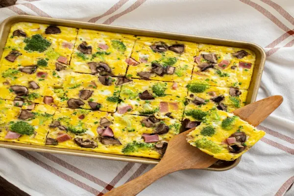 Broccoli Ham & Cheese Sheet Pan Eggs