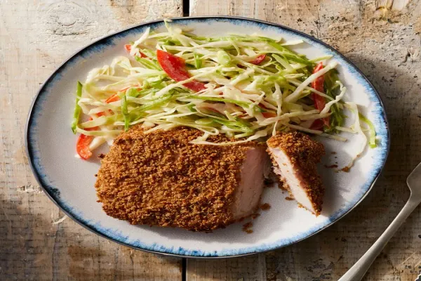 Panko Crusted Pork Chops with Asian Slaw
