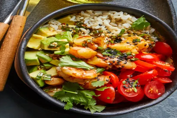 Shrimp Bowl with Tomatoes & Avocado