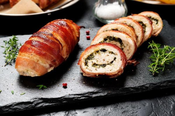 Bacon-Wrapped Turkey Breast Stuffed with Spinach and Feta