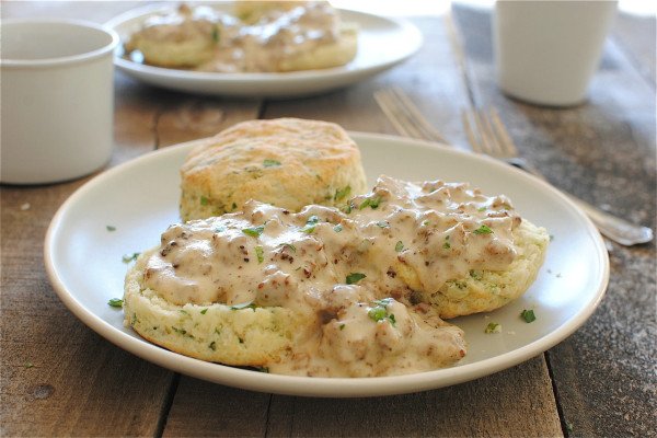 Biscuits with Herb Breakfast Sausage Gravy