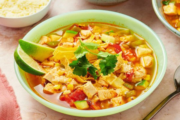 Chicken Tortilla Soup with Charred Corn and Fire Roasted Tomatoes