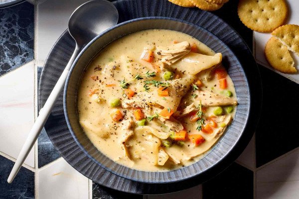 Chicken Pot Pie Soup with Pie Crust Dumplings