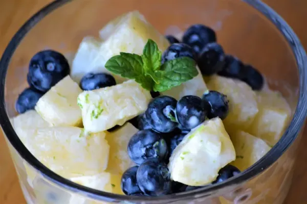 Blueberry Pineapple Salad with Creamy Yogurt Dressing