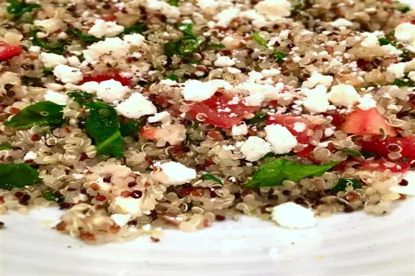 Spinach Tomato and Feta Quinoa Salad