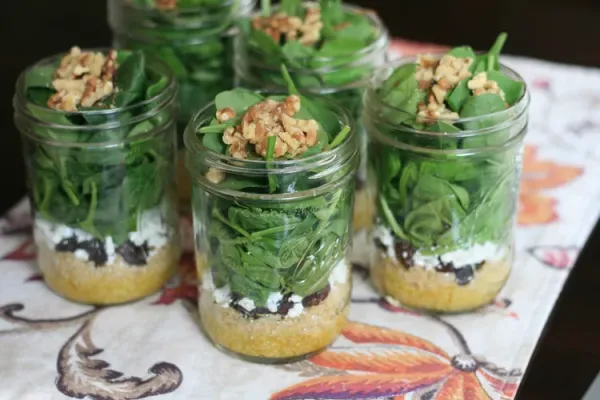 Make Ahead Spinach Salad in a Jar