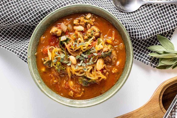Spaghetti Squash Soup with Sausage
