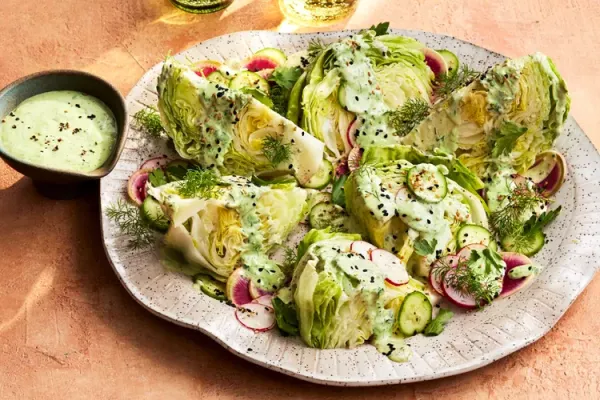 Wedge Salad with Tahini Green Goddess Dressing