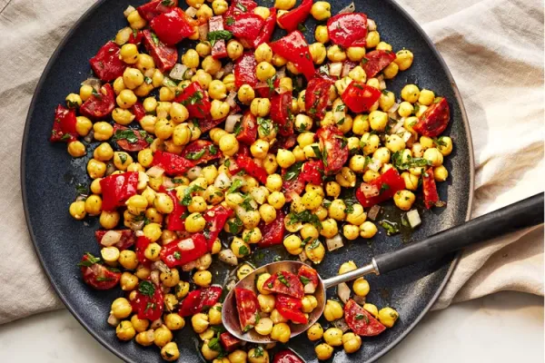 Chickpea Salad with Chorizo and Red Peppers