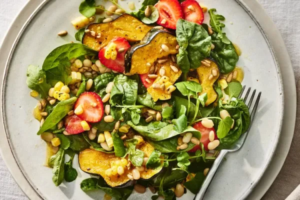 Corn Squash and White Bean Salad with Maple Vinaigrette