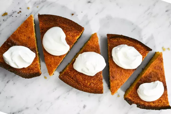 Cast Iron Cornmeal Cake with Buttermilk Cream