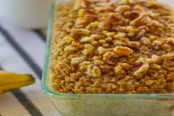 Banana Walnut Baked Quinoa and Oatmeal