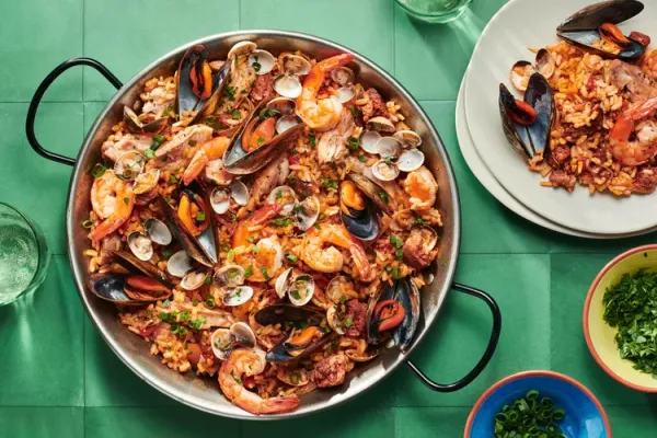 Seafood and Chicken Paella with Chorizo