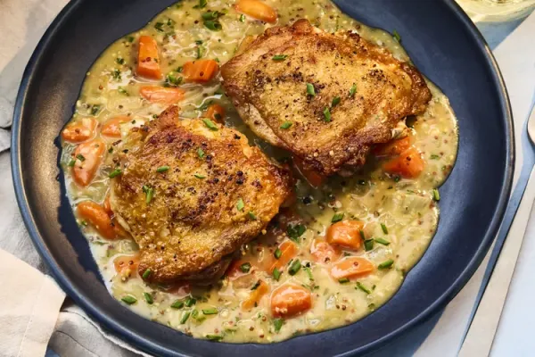 Cider Vinegar Braised Chicken Thighs