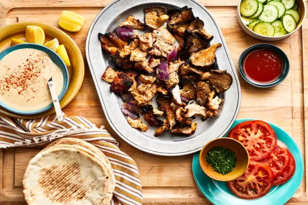 Shawarma Style Chicken and Mushroom Kebabs