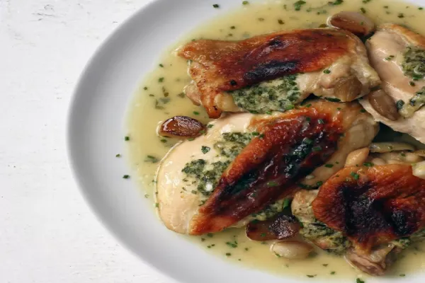 Crispy Roast Chicken and Shallots with Miso Gravy