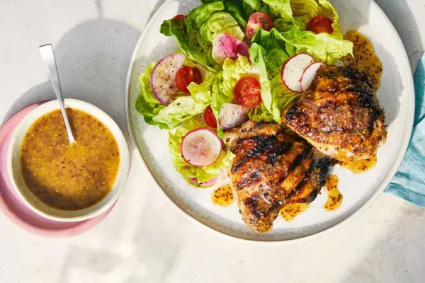 Grilled Chicken Thighs with Maple Mustard Marinade