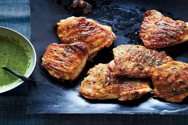 Honey Butter Grilled Chicken Thighs with Parsley Sauce