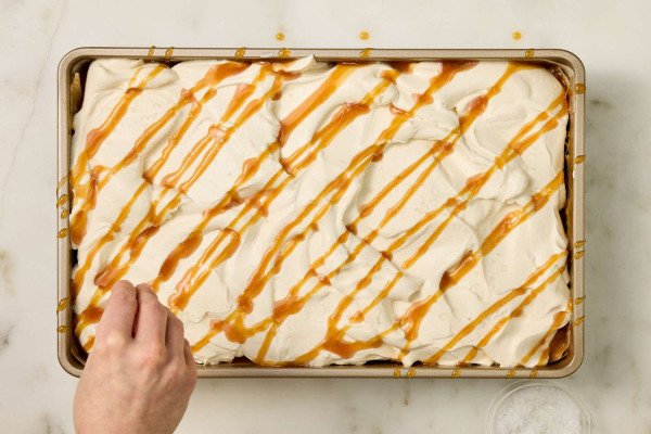 Salted Caramel Irish Cream Poke Cake