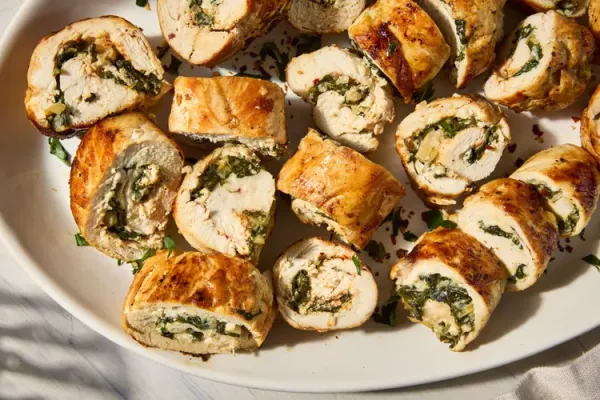 Spinach Artichoke Chicken Roulade