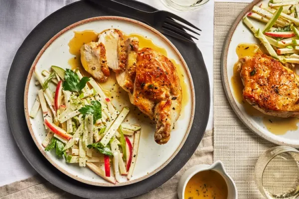 Cider Glazed Chicken Breasts with Apple Kohlrabi Slaw