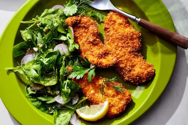 Grown Up Chicken Nuggets with Herb and Radish Salad